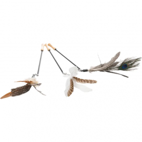 Играчка за котка Flamingo Tyra Dangler 47–77 см -  въдица с пера и звънче 